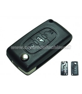 guscio 3 tasti (P) chiave flip Citroen/Peugeot - senza lama chiave - batteria sul guscio
