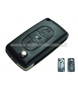 guscio 3 tasti (F) chiave flip Citroen/Peugeot - senza lama chiave - batteria sulla scheda elettronica