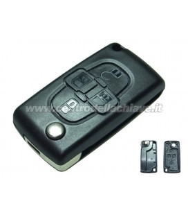 guscio 4 tasti chiave flip Citroen/Peugeot - senza lama chiave - batteria sulla scheda elettronica