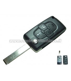 guscio 4 tasti chiave flip Citroen/Peugeot - HU83 - batteria sulla scheda elettronica