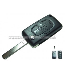 guscio 4 tasti chiave flip Citroen/Peugeot - VA2 - batteria sul guscio (con sede per logo)