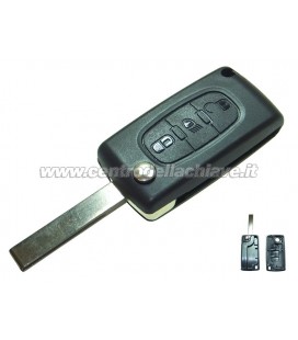 guscio 3 tasti (F) chiave flip Citroen/Peugeot - HU83 - batteria sulla scheda elettronica