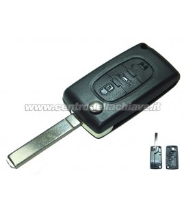 guscio 3 tasti chiave flip Citroen/Peugeot - VA2 - batteria sulla scheda elettronica