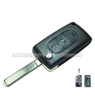 guscio 3 tasti chiave flip Citroen/Peugeot - VA2 - batteria sul guscio