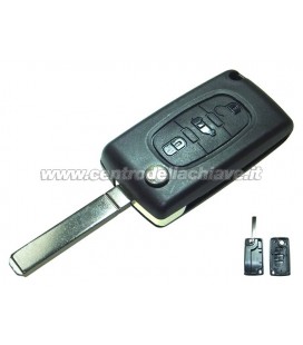 guscio 3 tasti (P) chiave flip Citroen/Peugeot - VA2 - batteria sulla scheda elettronica