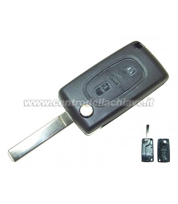 guscio 2 tasti chiave flip Citroen/Peugeot - VA2 - batteria sulla scheda elettronica